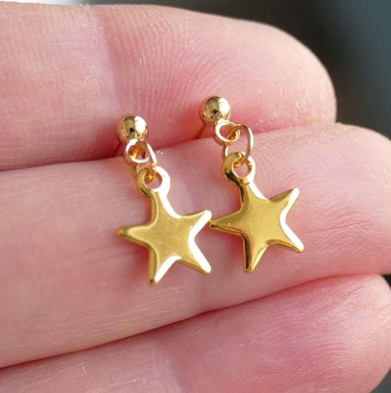 Gold Star Stainless Steel Earrings Free Shipping H008 Etsy Canada