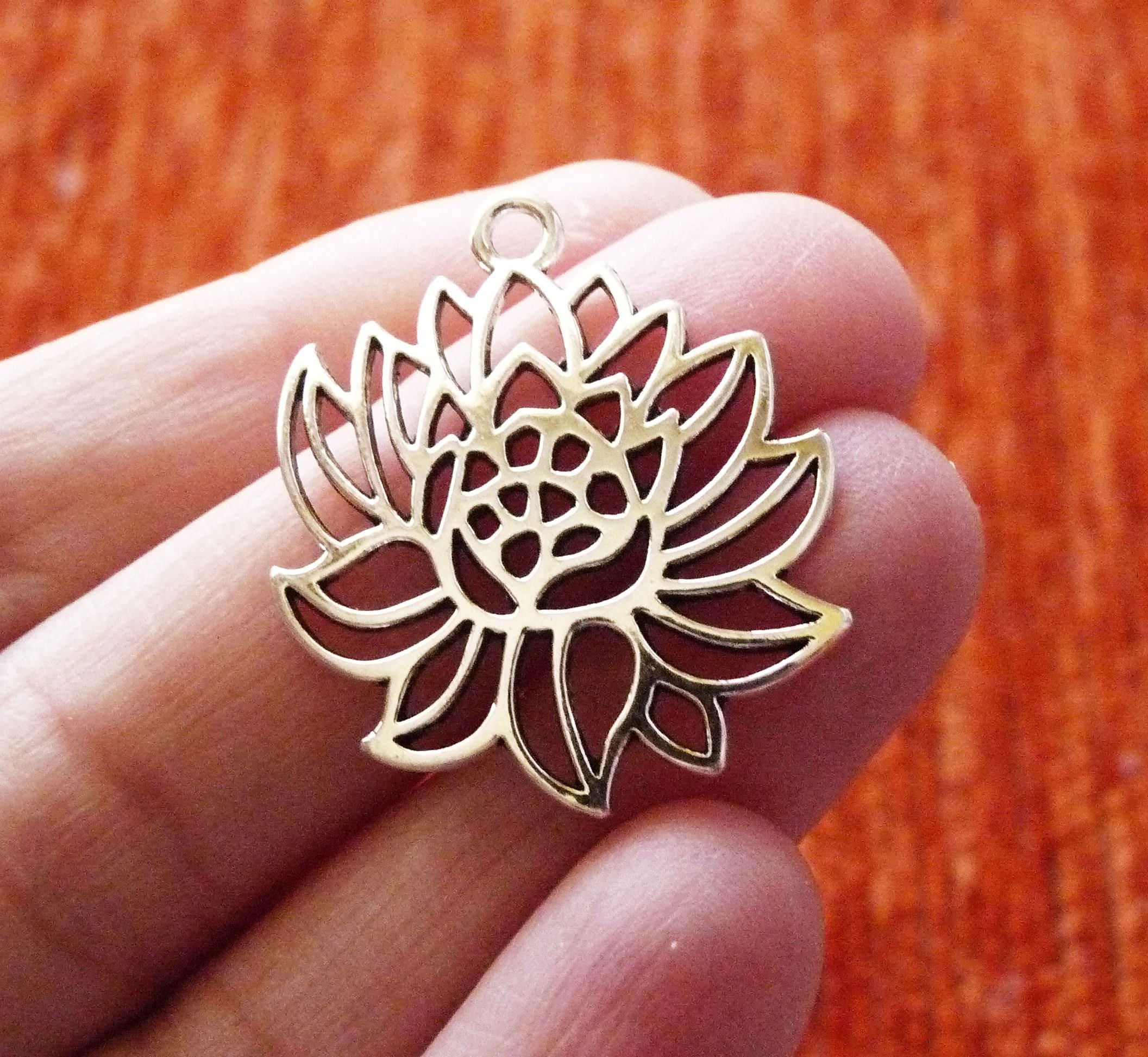 2x Lotus Charms Lotus Pendants Filigree Flower Charms Large Etsy