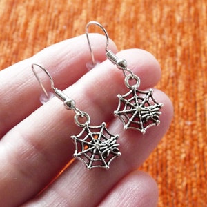 Spiderweb Stainless Steel Hook Earrings +  Rubber Backs C141