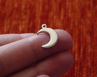 5/10x Stainless Steel Moon Charm, Crescent Moon Charms, Hypoallergenic Charms for Bracelet, Silver Tone Moon Charms, Charm Pendants U153