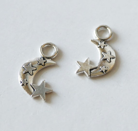 10x Star Charms, Silver Tone Small Metal Charms, Free Shipping G130 