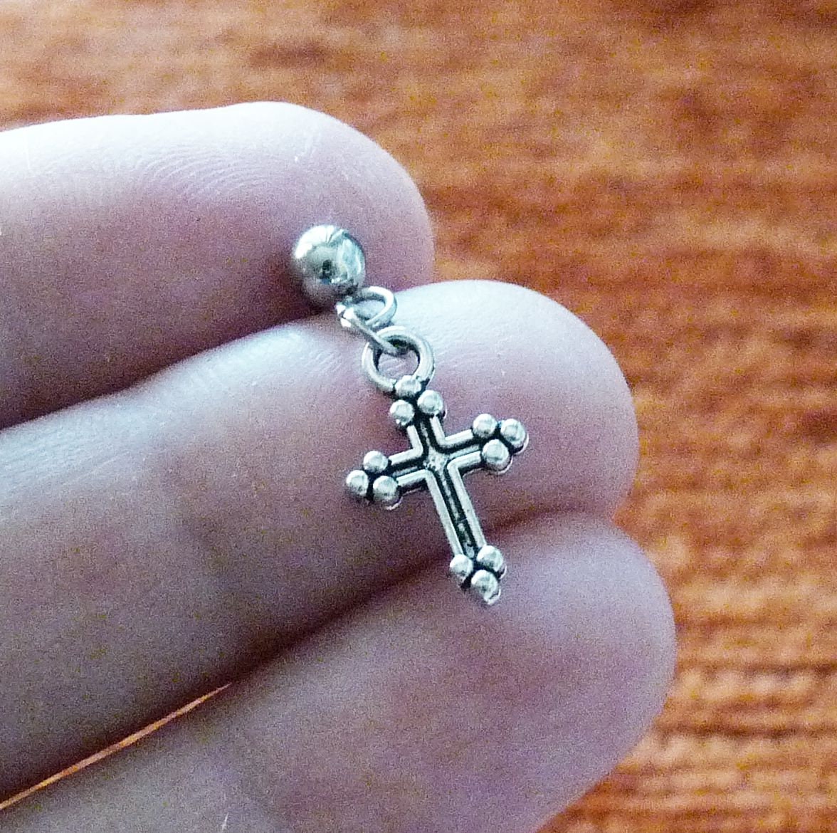 Tiny Rhinestone Cross Earrings main image 0