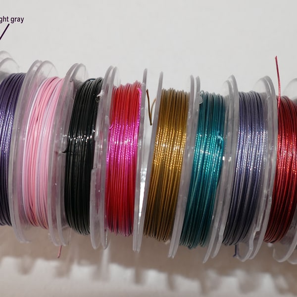 1 Roll Tiger Tail Wire Cord, 30 feet 0.45mm Gold/Purple/Red/Rose/Blue/Green/Black Beading Wire, 10 Yard Nylon Coated Steel Wire C688