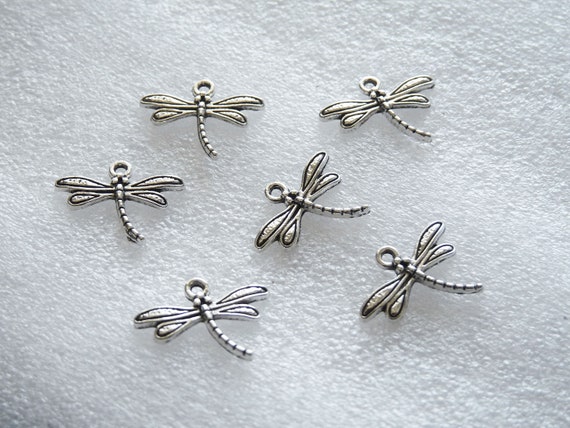 35x Dragonfly Bulk Charms Antique Silver Tone Dragonfly Charms