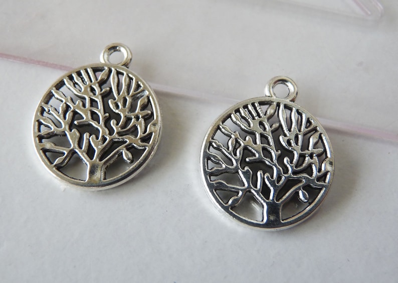 Tree of Life Necklace Pendant Life-Tree Charms Antiqued Silver Tone Charm Bulk Tree Charms Tree Pendants Charms for Bracelet 40 Charms