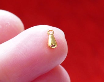 10x Gold Stainless Steel Tear Drop Charms, Extension Chain End Droplets G111