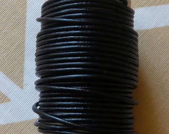 1 Y Black Real Leather Round Cord, 2mm Wide Genuine Leather Cord for Making Jewelry