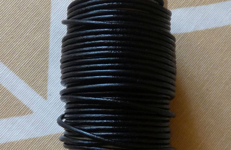 Black Leather Cord 1 Yard 2mm Round Leather Cord Genuine Etsy