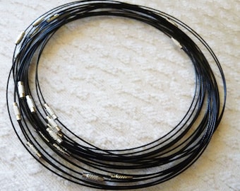 18" Wire Choker Necklace, Memory Stainless Steel Wire Necklace, Wire Collar Necklace, Black Wire Choker, Coated Steel Wire Necklace C692