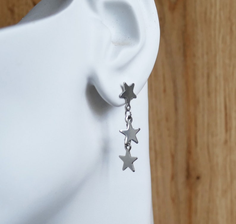 Star Hanging Hypoallergenic Stud Earrings, Free Shipping C539 image 2