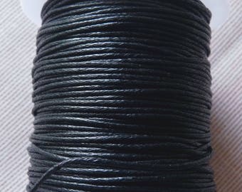 1 rollo de cordón de algodón encerado negro, 0,8 mm de ancho, 80 yardas de cordón de algodón negro, cordón de collar negro, cordón de pulsera, cuerda de encaje, suministros para abalorios