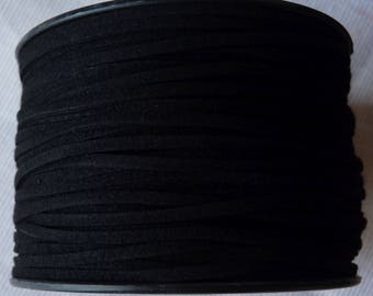 1/3 Yard Black Faux Suede Flat Leather Cord 3mm Wide Bracelet Cord  Lace String Rope Flat Thread for Jewelry