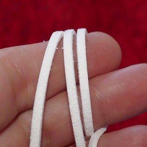 1/3 Yard White Flat Faux Suede Leather Cord, 3mm Wide Necklace/Wrap Bracelet Lace String Rope Thread D414