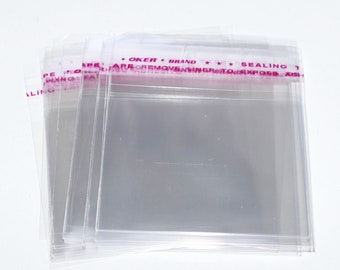50x Plastic Self Adhesive Seal Bag, 6x7cm Clear Cello Packaging Transparent Plastic Bag Sleeves, Plastic Pouch Jewelry Bags D012