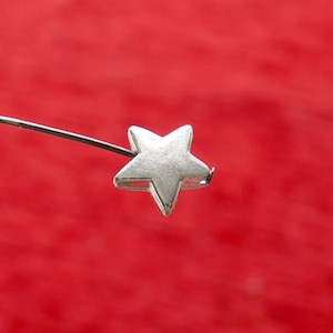 8x Star Charm Metal Spacer Beads, Silver Tone Beading Supplies H209