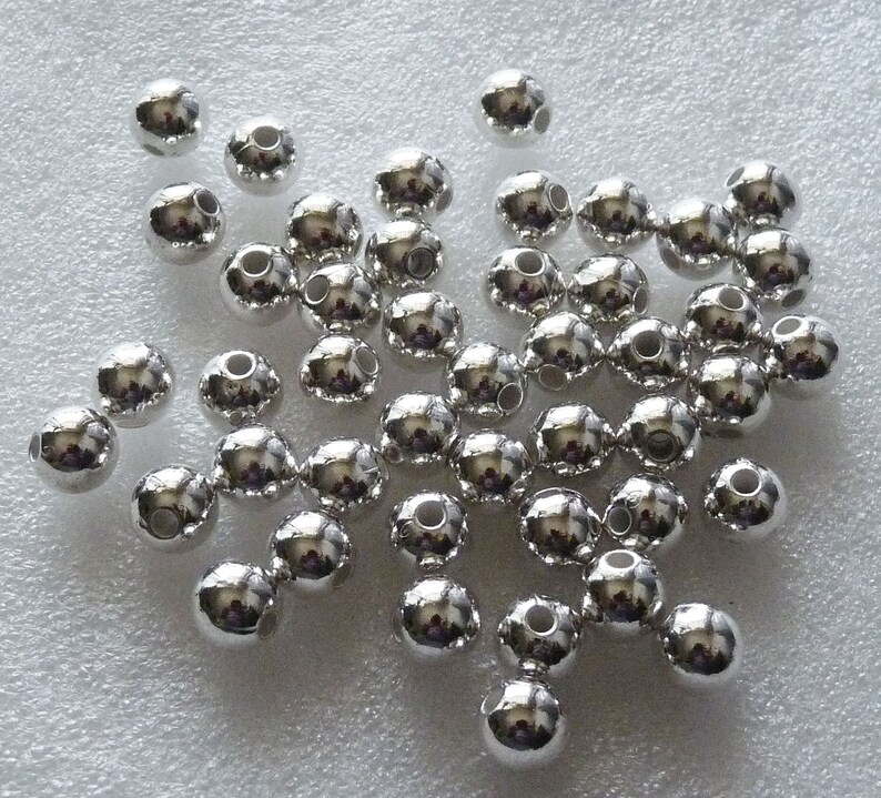 20/50x Silver 8mm Acrylic Beads, Metallic Beads, Dark Silver 8mm Pearls, Spacer Beads 8mm, Round Pearls, Beading Supplies C280 zdjęcie 2