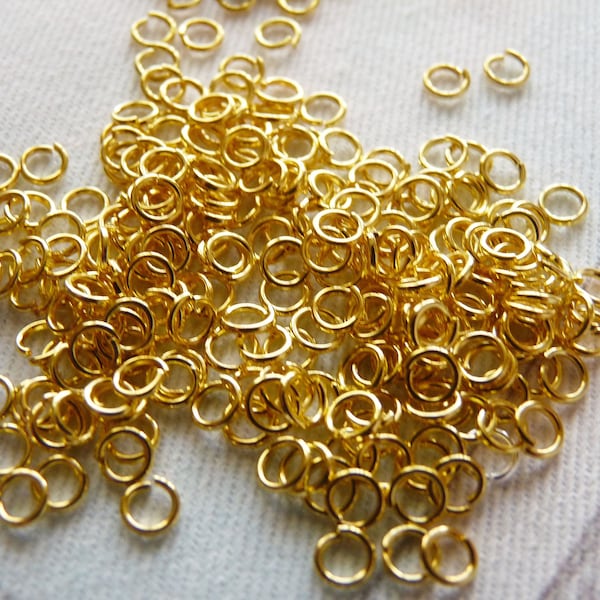 50/100x Gold Color 4mm Open 21/24 Gauge Jump Rings, Clasp Connectors, Bail connectors, Jewelry Findings