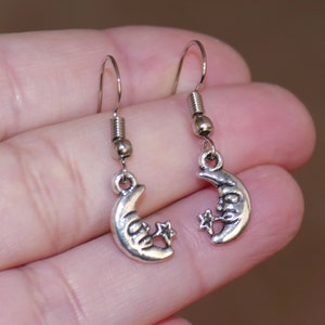 Moon Star Earrings, Steel Hook Earrings, Free Shipping F125