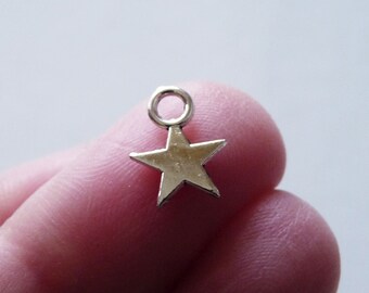 10x Silver Tone Star Charms, Small Metal Celestial Pendants, DIY Jewelry Making Supplies B072