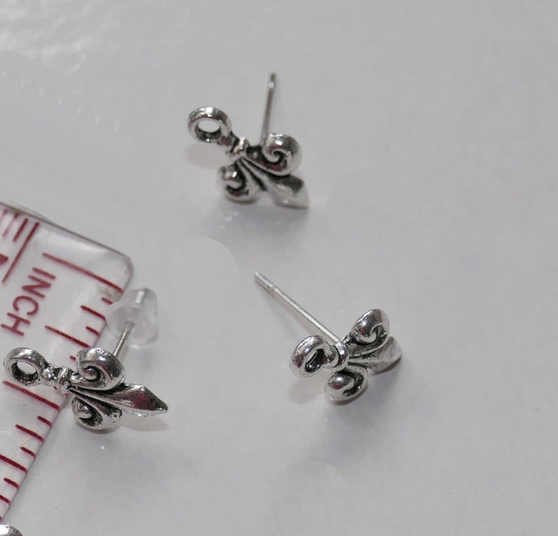 10x Fleur De Lis Earring Studs Stainless Steel Studs With Etsy
