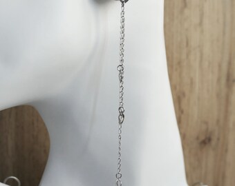 Heart Long Earrings, High Quality Stainless Steel Dainty Chain Earrings with Rubber Backs G115