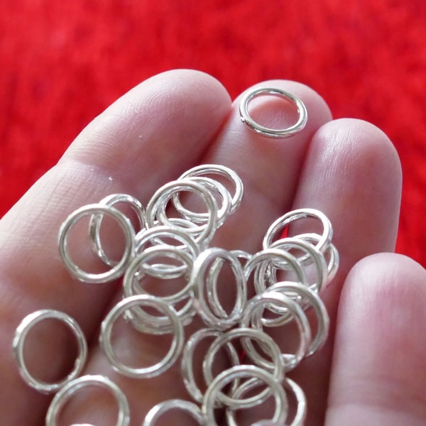 50x Closed Soldered 8mm Jump Rings, Silver Plated Spacer Beads G160