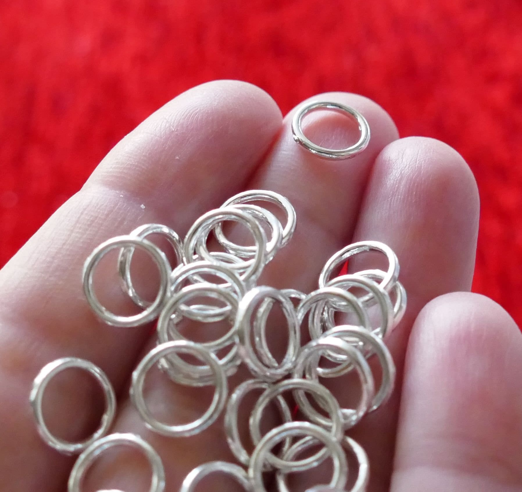 50x Closed Soldered 8mm Jump Rings, Silver Plated Spacer