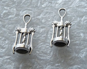 1/4x Corkscrew Charm, Wine Bottle Opener Pendants, Antique Silver Tone C206