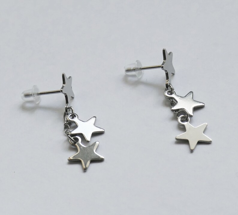 Star Hanging Hypoallergenic Stud Earrings, Free Shipping C539 image 4