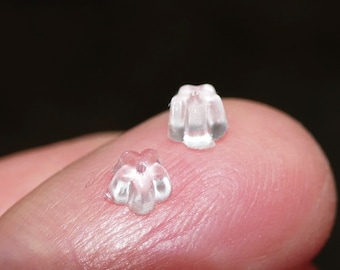20/50/100x Flower Rubber Earring Backs, High Quality Small Clear Rubber Earring Nuts/Stoppers D372
