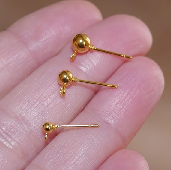 Buy 14k Solid Gold Ball Ear Stud Earrings, Plain Real Gold Minimalist  Simple Dainty Ball Ear Studs 3mm 4mm 5mm 6mm, Online in India - Etsy