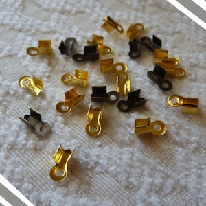 Gold/Bronze Fold Over Cord End Tip Crimps, Jewelry Findings B303