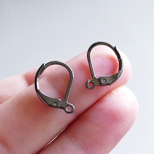 20x Black Leverback French Earring Wire Hooks with Open Loop D371