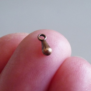 20/50/100x Copper Tear Drop 7x2mm Dangle Charms, Extension Chain End Droplets