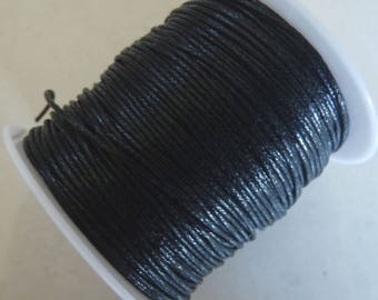 Cordão de algodão encerado preto de 5/10 jardas, 1 mm de largura, colar/pulseira, corda de renda, suprimentos para miçangas