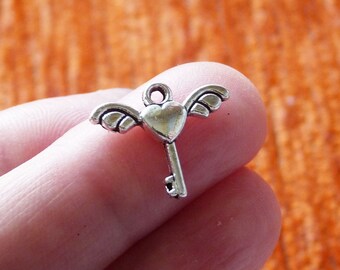 Antique Silver Plated Jewelry Making Charms Lock Heart Wing Love Key Crafting Antique Silver Plated Jewelry Making Charms Lock Heart Wing Love Key Crafting