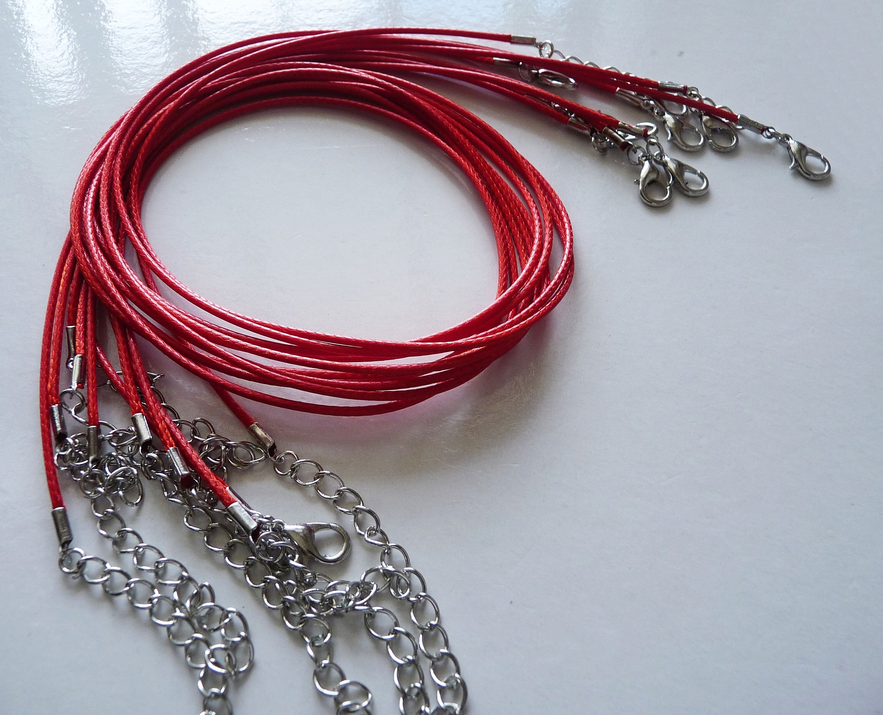 5x Red Waxed Cord, 2mm Round Cord, 24 Necklace Cord, Adjustable Finished  Round Necklace Cord 2 Extension Chain, Cord Necklace C847 -  Denmark