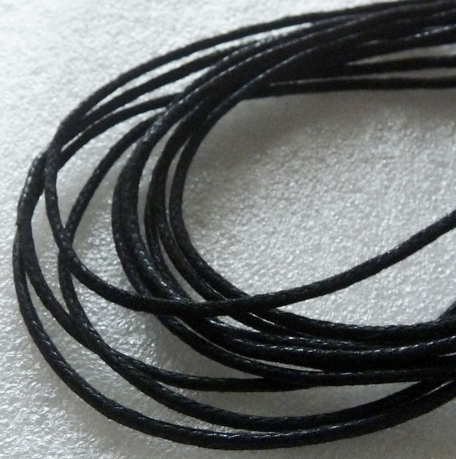 Lot De 5 Colliers En Cordon Ciré Noir - 50 Cm, Neufs