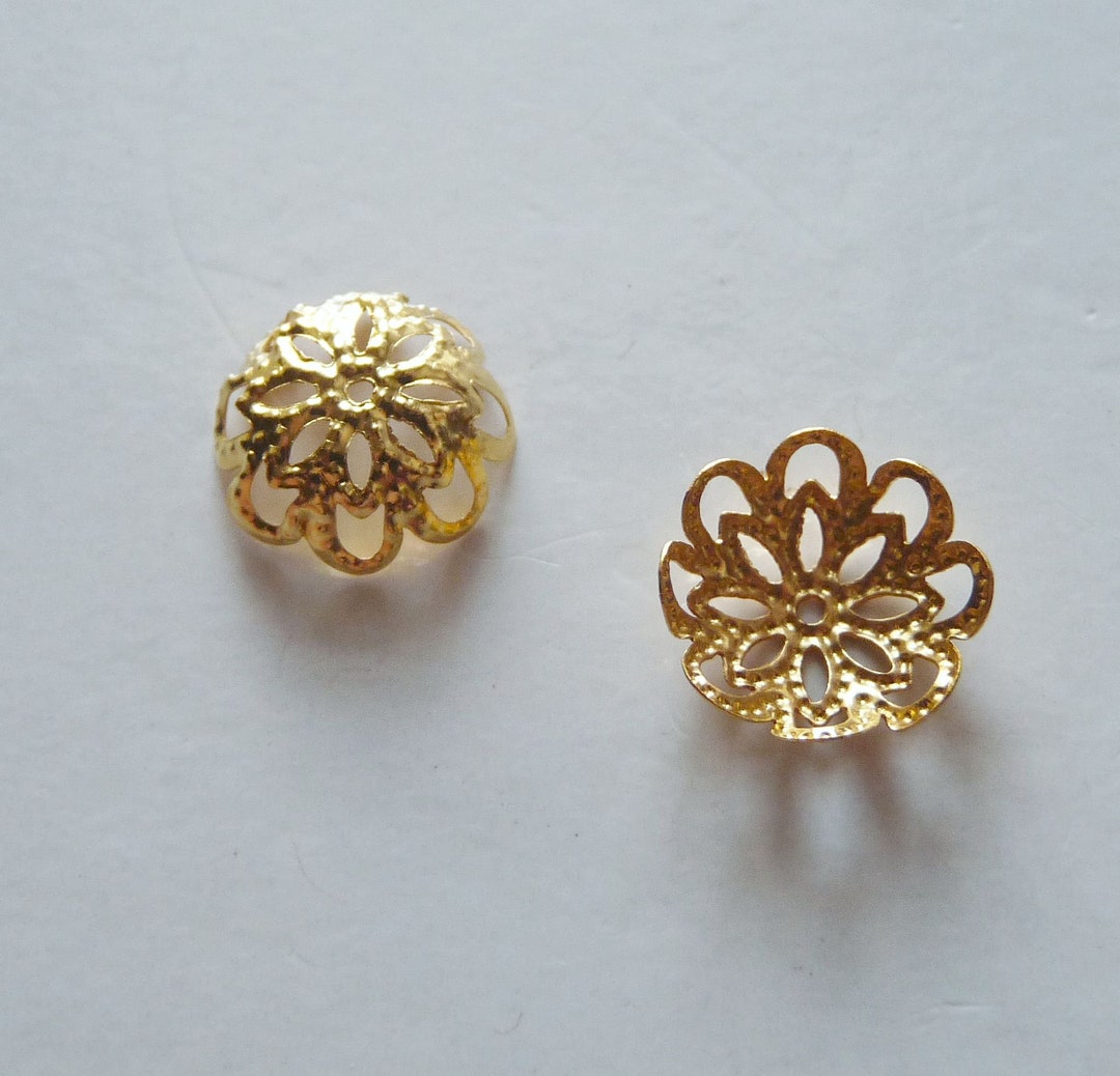 20x Flower 15mm Bead Caps Gold Plated Ornate Filigree Bead - Etsy