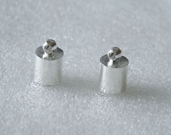 10x Silver Color Cord/Tassel Caps, Fit 6mm Glue in Chain/Ribbon Tip Ends C271