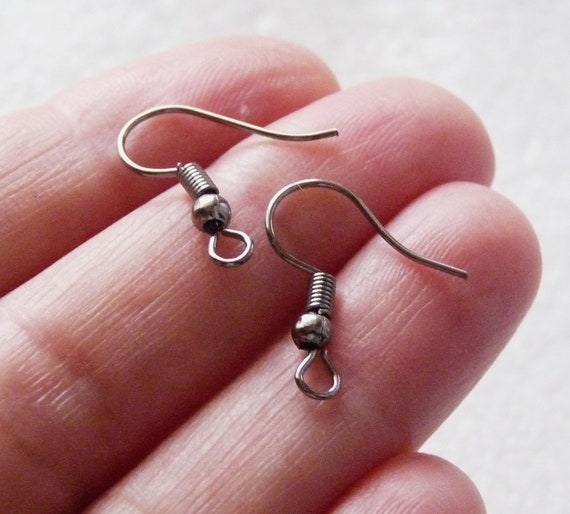 Hypoallergenic Black Earring Wires, Gunmetal Black Earring Hooks, Steel  French Hook, Fish Hook, Earring Findings C453 