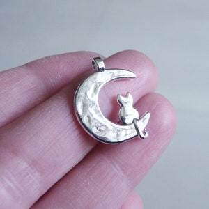 60 Moon and Star Charms Antique Silver Tone 2 Sided Pendants Making 19x14mm