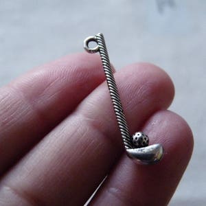 4/8x Golf Club Charm, Antique Silver Tone