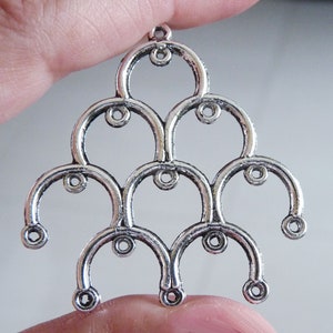 2x Large Chandelier 13 Hole Earring/Pendant Connector, Antique Silver tone Earring Connectors G488