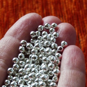 100x Silver Acrylic 4mm Round Beads, Beading Supplies, Free ShippingB251