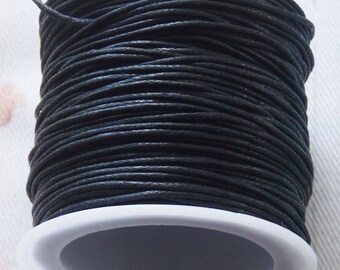 25 Yards zwart gewaxt katoenen koord, 1 mm breed kanten touw, benodigdheden voor het maken van sieraden