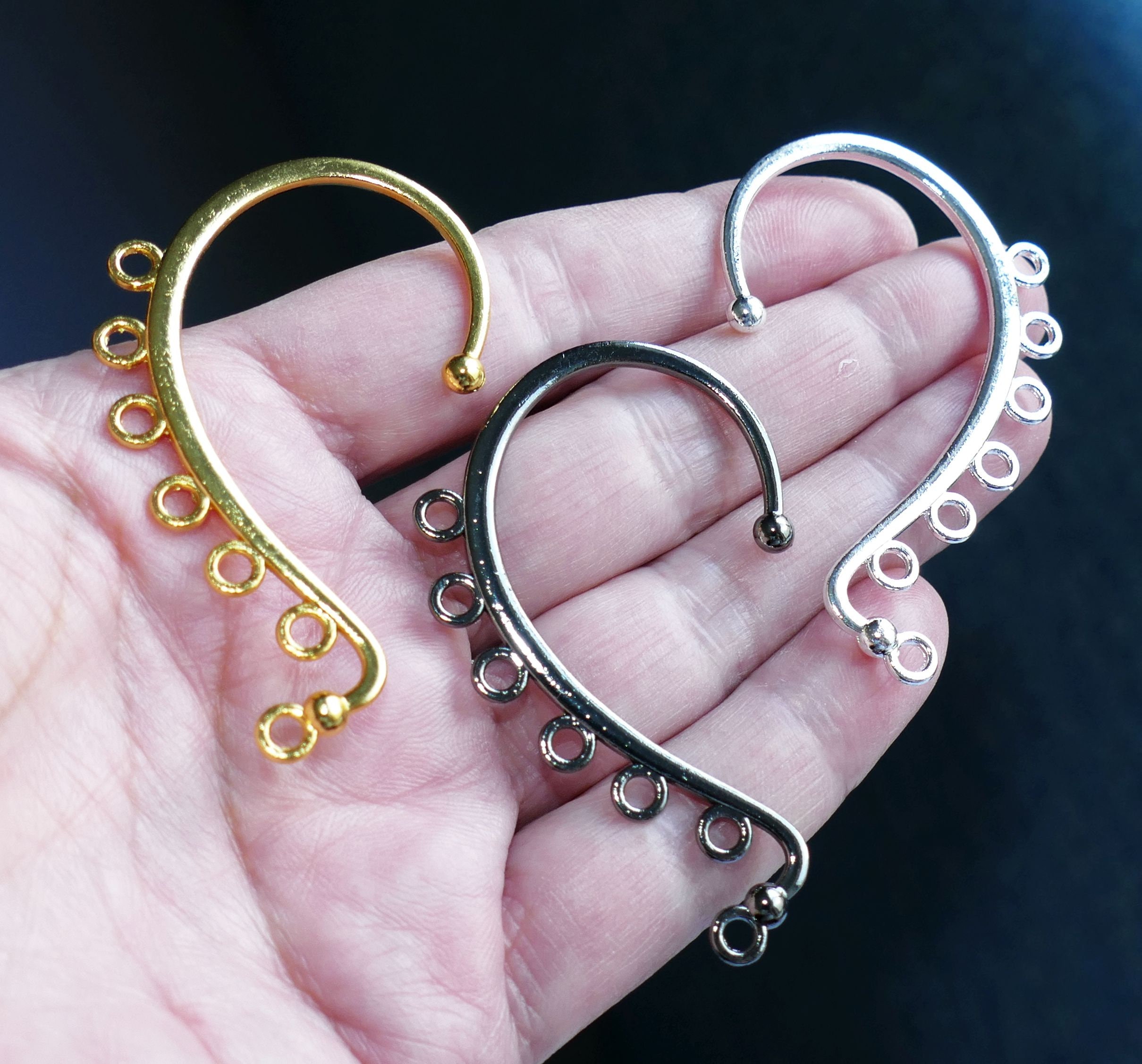 2x Ear Cuff Wrap Long Chain Tassel Drop 7 Hole Earring Connectors