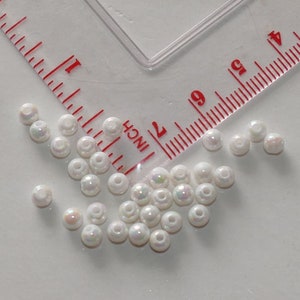 100 perles acryliques AB blanches, 4 mm, fausses perles, perles rondes, fournitures pour perles D141 image 5