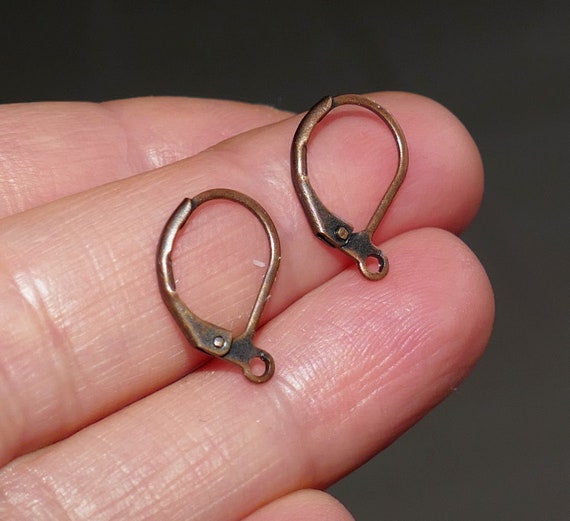 20x Copper Lever Back Earring Hooks, Earring Wire French Hooks 10x16 Mm,  French Earring Hooks W/open Loop, Locking Ear Wires D136 