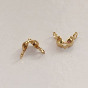 10x Gold Stainless Steel Calottes Cord End Tip Crimp Beads, 8x4mm Clamshell Bead Tips with Closed Loops, Thread Ends F272